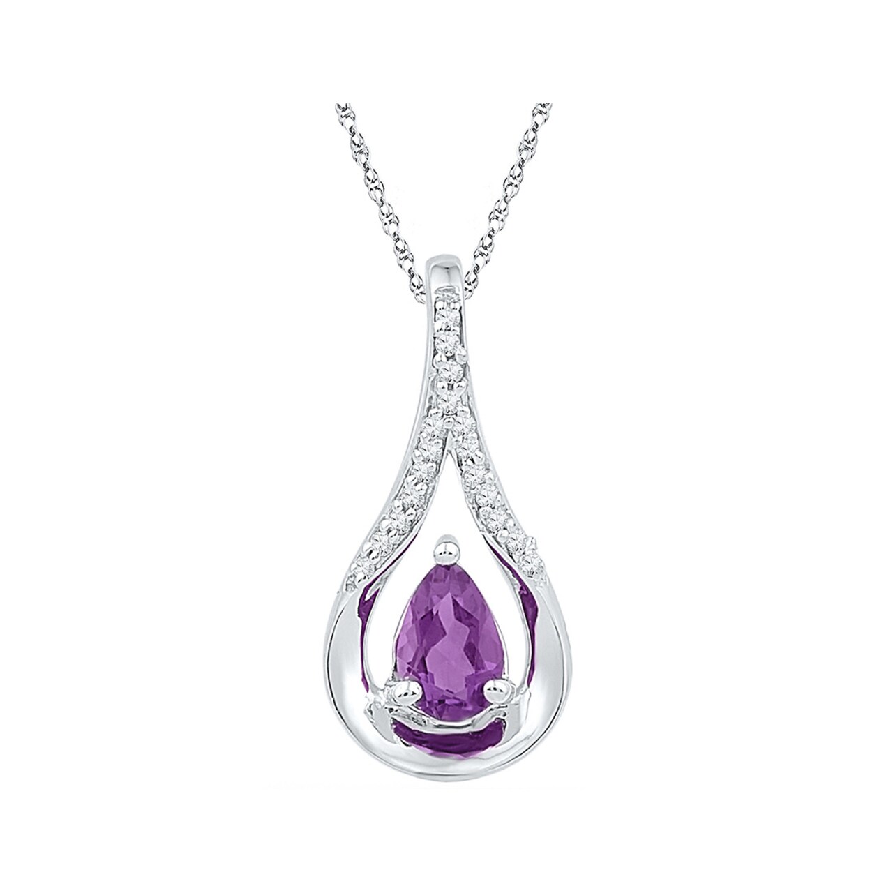 Gem And Harmony 3/8 Carat (ctw) Lab-Created Amethyst and Diamond Infinity Pendant Necklace Sterling Silver